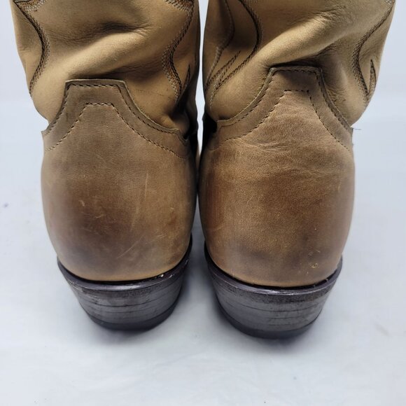 VTG Mens Tony Lama Tan Leather Western Cowboy Boots Sz 9.5 Embroidered Festival - Picture 10 of 12